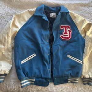 Vintage “TJ” Blue and White Varsity Letter Jacket
